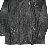 C&G Womens Black Biker Faux Leather Jacket M Zip Closure Plain Relaxed Fit