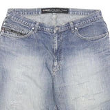 REELL DENIM Mens Shorts Blue XL W34 Distressed Denim Casual