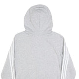 ADIDAS Womens Grey & White Full Zip Hoodie UK 12 Cotton Blend Three Stripe