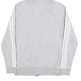 ADIDAS Womens Grey & White Full Zip Hoodie UK 12 Cotton Blend Three Stripe