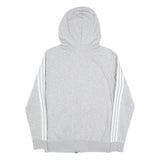 ADIDAS Womens Grey & White Full Zip Hoodie UK 12 Cotton Blend Three Stripe