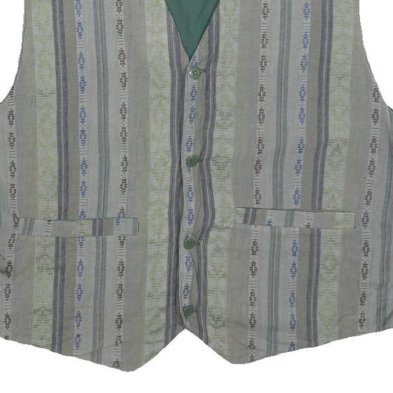 CACHET Mens Blue Green Grey Striped Cotton Blend Button Jacket M Casual Wear