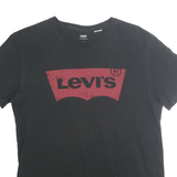 LEVI'S Mens Black T-Shirt L Short Sleeve Crew Neck Logo Print Cotton Casual