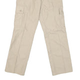 Beige Mens Regular Fit Cargo Trousers Zip Closure W28 L30 Cotton Blend Casual