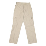 Beige Mens Regular Fit Cargo Trousers Zip Closure W28 L30 Cotton Blend Casual