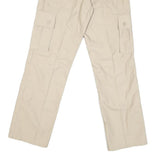 Beige Mens Regular Fit Cargo Trousers Zip Closure W28 L30 Cotton Blend Casual