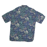 VAN HEUSEN Mens Blue & Green Floral Cotton Shirt M Summer Casual Hawaiian Style