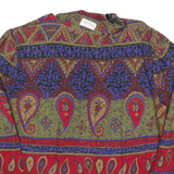 MODA Womens Green & Red Printed Button Shirt Long Sleeve M Cotton Blend