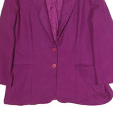 CROSS COUNTRY FASHIONS Womens Purple Wool Classic Jacket L Button Closure