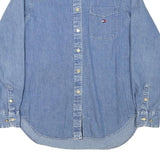 TOMMY HILFIGER Womens Blue Denim Shirt M Button Denim Cotton Blend Long Sleeve