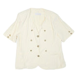 CLASSIC COLLECTION Womens Cream Button Jacket M Viscose Plain Elegant Detail