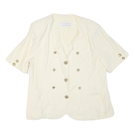 CLASSIC COLLECTION Womens Cream Button Jacket M Viscose Plain Elegant Detail
