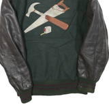 DELONG Mens Green & Brown OSH Hardware Wool Blend Varsity Button Jacket M