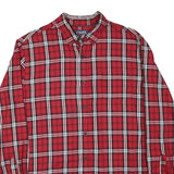 CHAPS Mens Red & Black Checked Shirt XL Classic Cotton Blend Casual Long Sleeve