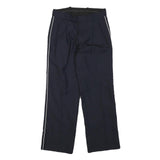 Mens Wool Blend Navy Trousers Regular Fit Straight Leg W25 L25 Zip Closure