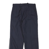 Mens Wool Blend Navy Trousers Regular Fit Straight Leg W25 L25 Zip Closure