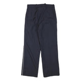 Mens Wool Blend Navy Trousers Regular Fit Straight Leg W25 L25 Zip Closure