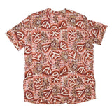 CHRISTIE&JILL Womens Rust Printed Top Short Sleeve Round Neck XL Relaxed Fit