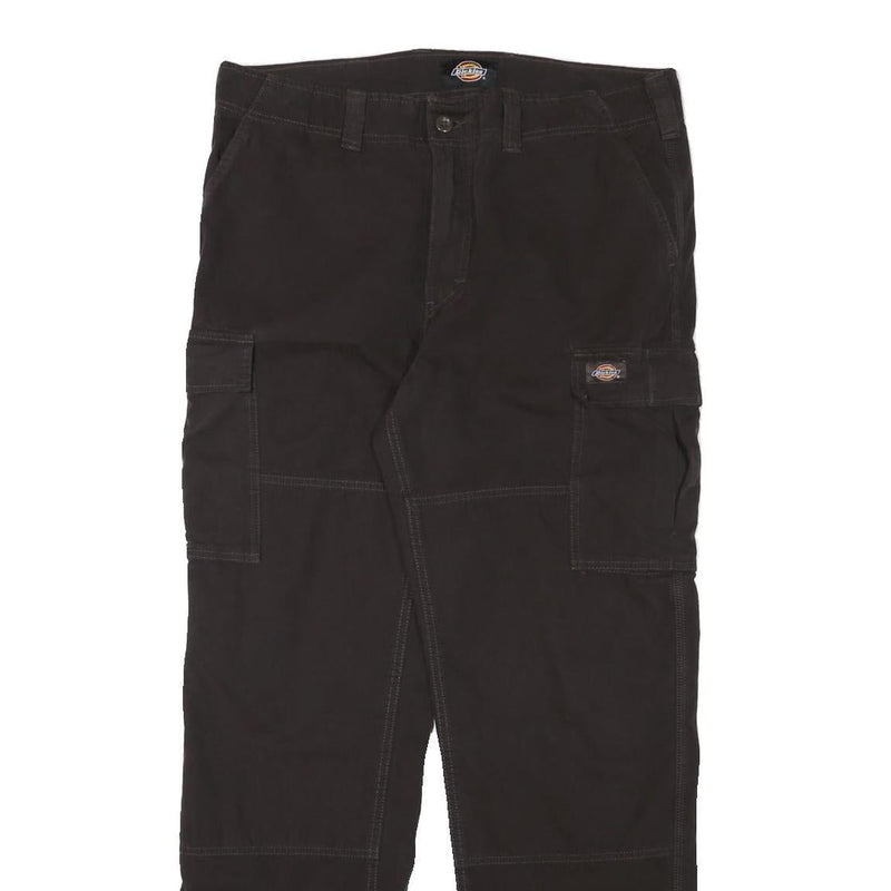 DICKIES Mens Regular Fit Black Cotton Blend Cargo Trousers W35 L31 Durable