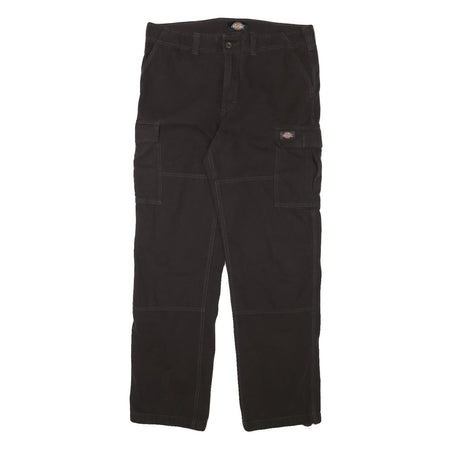 DICKIES Mens Regular Fit Black Cotton Blend Cargo Trousers W35 L31 Durable