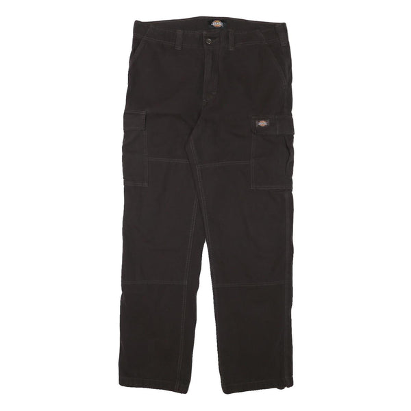 DICKIES Mens Regular Fit Black Cotton Blend Cargo Trousers W35 L31 Durable