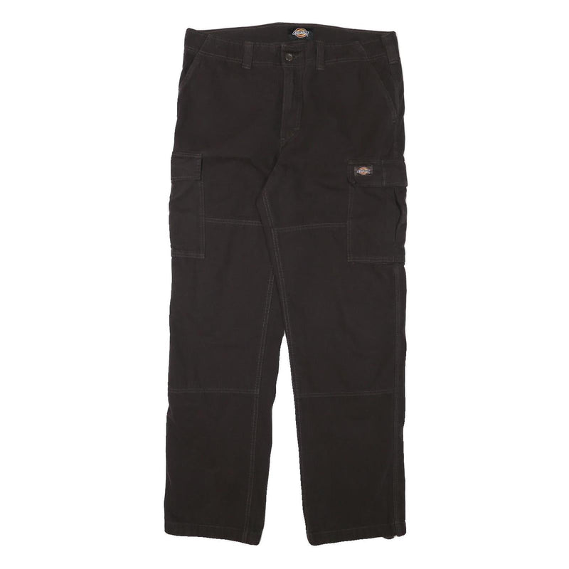 DICKIES Mens Regular Fit Black Cotton Blend Cargo Trousers W35 L31 Durable