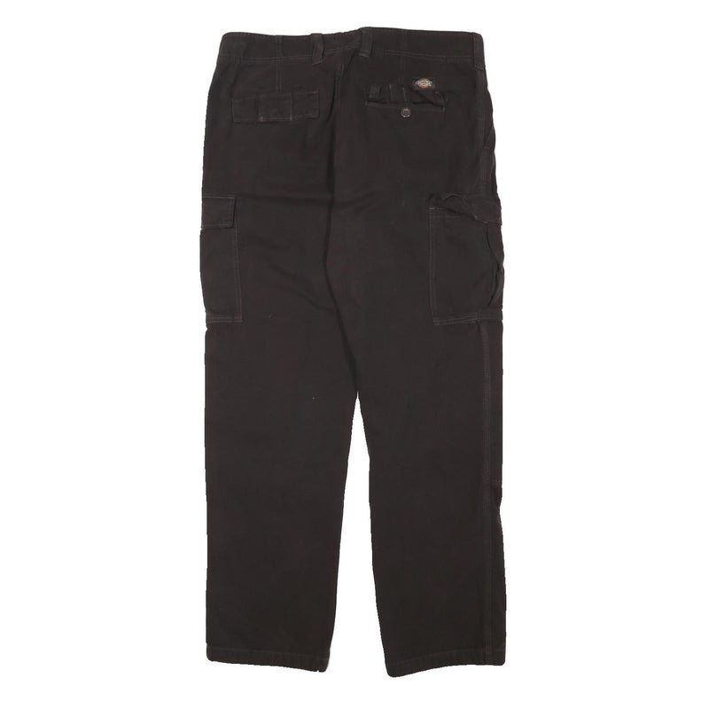 DICKIES Mens Regular Fit Black Cotton Blend Cargo Trousers W35 L31 Durable