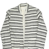Womens Black & White Striped Jacket S Polyester Blend Woven Relaxed Fit Open