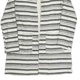 Womens Black & White Striped Jacket S Polyester Blend Woven Relaxed Fit Open