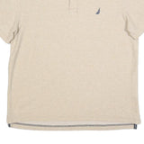 NAUTICA Mens Beige Short Sleeve Plain M Polo Shirt Cotton Blend Casual