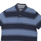 TOMMY HILFIGER Mens Blue & Navy Striped Short Sleeve Polo Shirt M Classic Fit