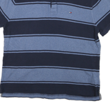 TOMMY HILFIGER Mens Blue & Navy Striped Short Sleeve Polo Shirt M Classic Fit