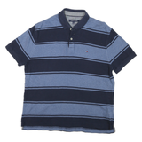 TOMMY HILFIGER Mens Blue & Navy Striped Short Sleeve Polo Shirt M Classic Fit