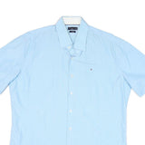 TOMMY HILFIGER Mens Blue Short Sleeve Shirt L Casual Cotton Blend Summer