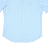 TOMMY HILFIGER Mens Blue Short Sleeve Shirt L Casual Cotton Blend Summer