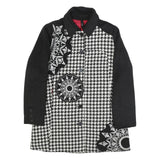 DESIGUAL Womens Black & White Houndstooth Button Jacket M Polyester Blend