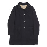 C.P. COMPANY Womens Black Wool Blend Button Jacket L Plain Classic Long Sleeve