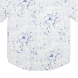 CHAPS Mens White & Blue Floral Pattern Short Sleeve Shirt M Casual Summer