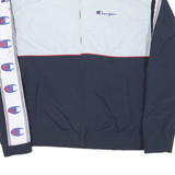 CHAMPION Mens Navy & White Athletic Zip Cotton Blend Track Jacket M