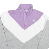 FILA Mens Purple & White & Grey Sweatshirt Half Zip S Colour Block Cotton Blend