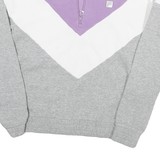 FILA Mens Purple & White & Grey Sweatshirt Half Zip S Colour Block Cotton Blend