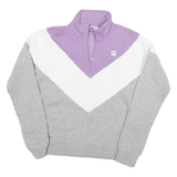 FILA Mens Purple & White & Grey Sweatshirt Half Zip S Colour Block Cotton Blend