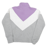 FILA Mens Purple & White & Grey Sweatshirt Half Zip S Colour Block Cotton Blend
