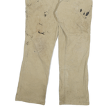 CARHARTT Mens Beige Relaxed Fit Trousers W34 L30 Cotton Blend Zip Workwear