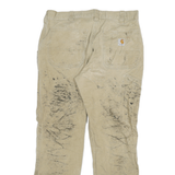 CARHARTT Mens Beige Relaxed Fit Trousers W34 L30 Cotton Blend Zip Workwear