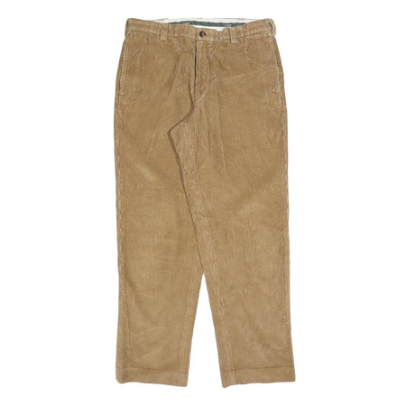 LL BEAN Mens Cotton Beige Regular Straight Trousers W34 L32 Classic Comfort