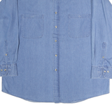 VAN HEUSEN Mens Blue Cotton Denim Shirt M Button Pocket Long Sleeve Comfortable