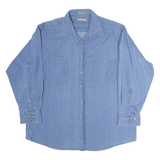 VAN HEUSEN Mens Blue Cotton Denim Shirt M Button Pocket Long Sleeve Comfortable