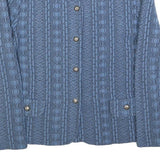 CHARMANT Womens Blue Cotton Blend Button Jacket UK 14 Textured Pattern Stylish