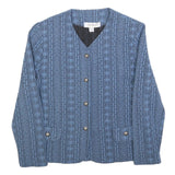 CHARMANT Womens Blue Cotton Blend Button Jacket UK 14 Textured Pattern Stylish